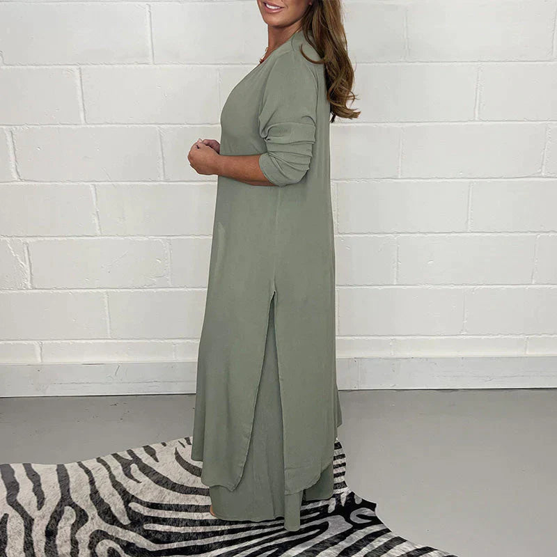 ELENA – Conjunto de dos piezas con blusa larga y pantalón