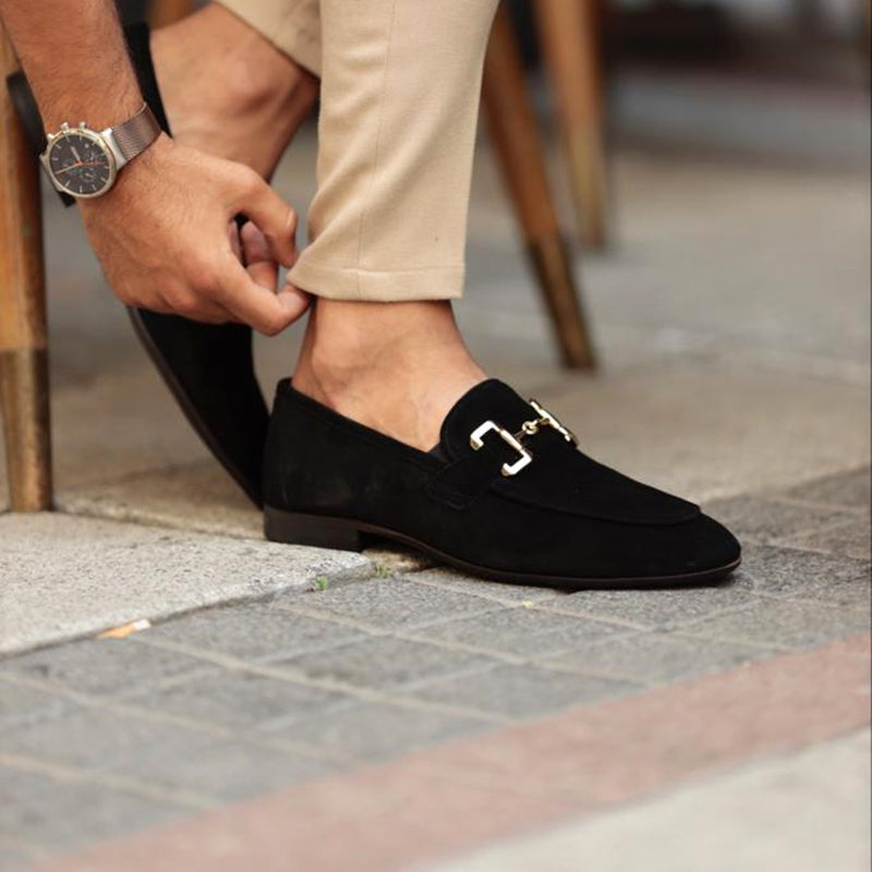 Ethan | Elegantes Mocasines Negros de Piel Sintética con Detalle Metálico 3