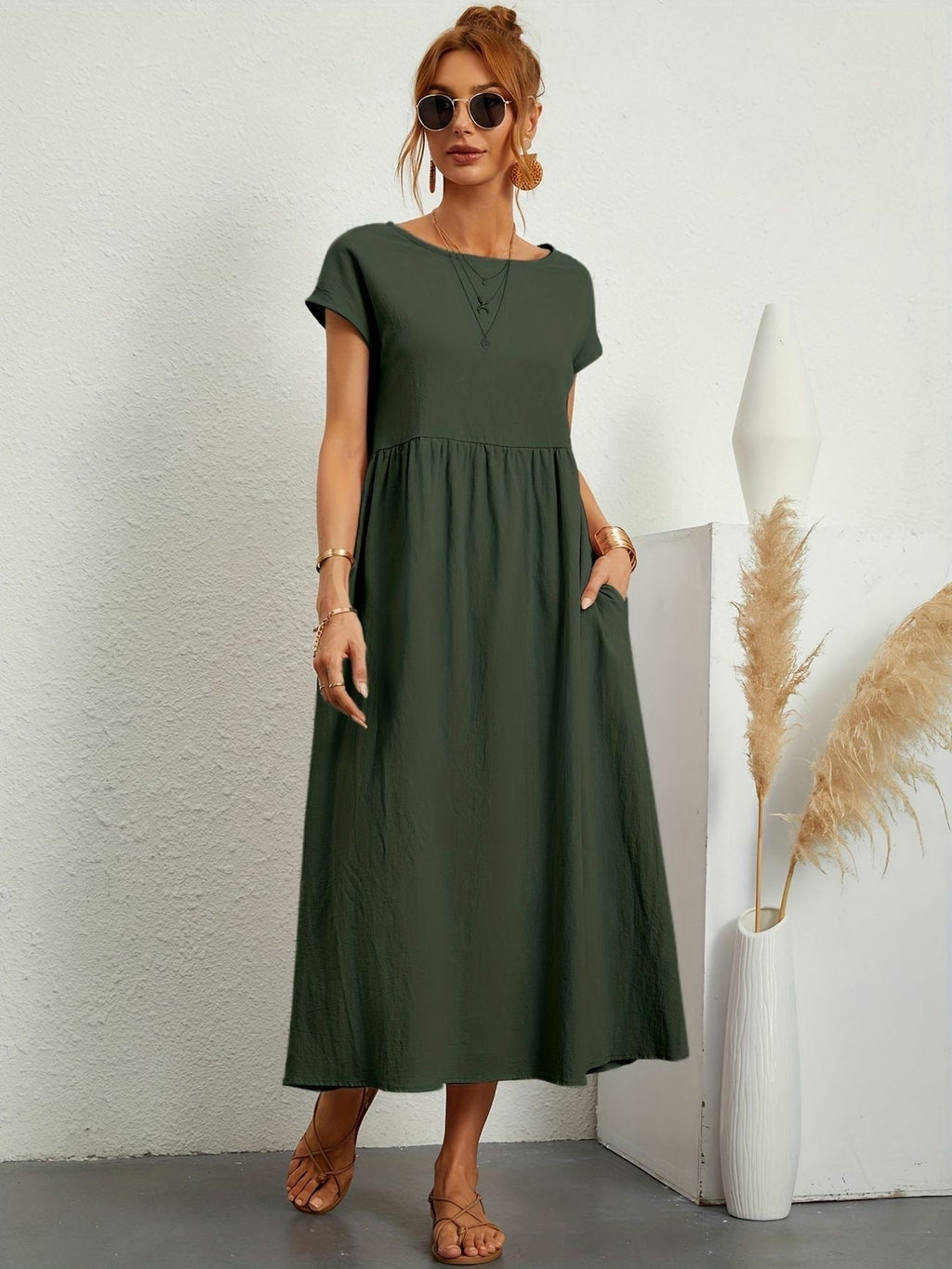 GRETA | Vestido de Lino para Mujer con Corte Relajado y Escote en V | Elegante y Fresco para Ocasiones Especiales 0
