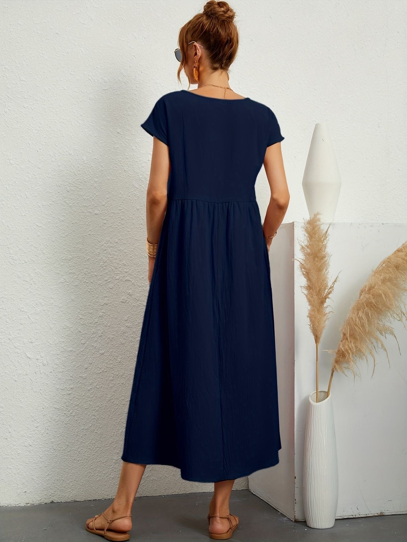 GRETA | Vestido de Lino para Mujer con Corte Relajado y Escote en V | Elegante y Fresco para Ocasiones Especiales 2