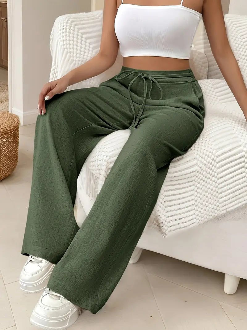 Isabel | Pantalones Anchos de Lino para Mujer con Cintura Alta y Cordón 4