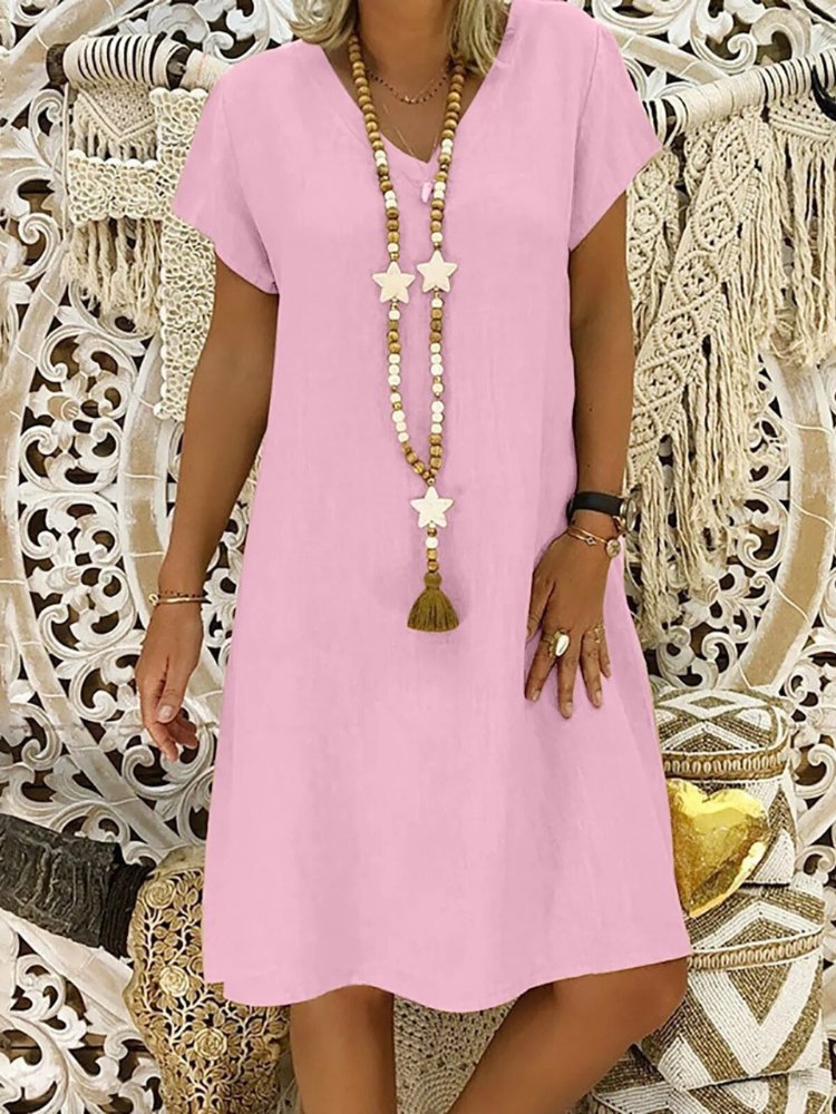 Isabella | Minivestido de Lino con Cuello en V y Corte A para Mujer 6