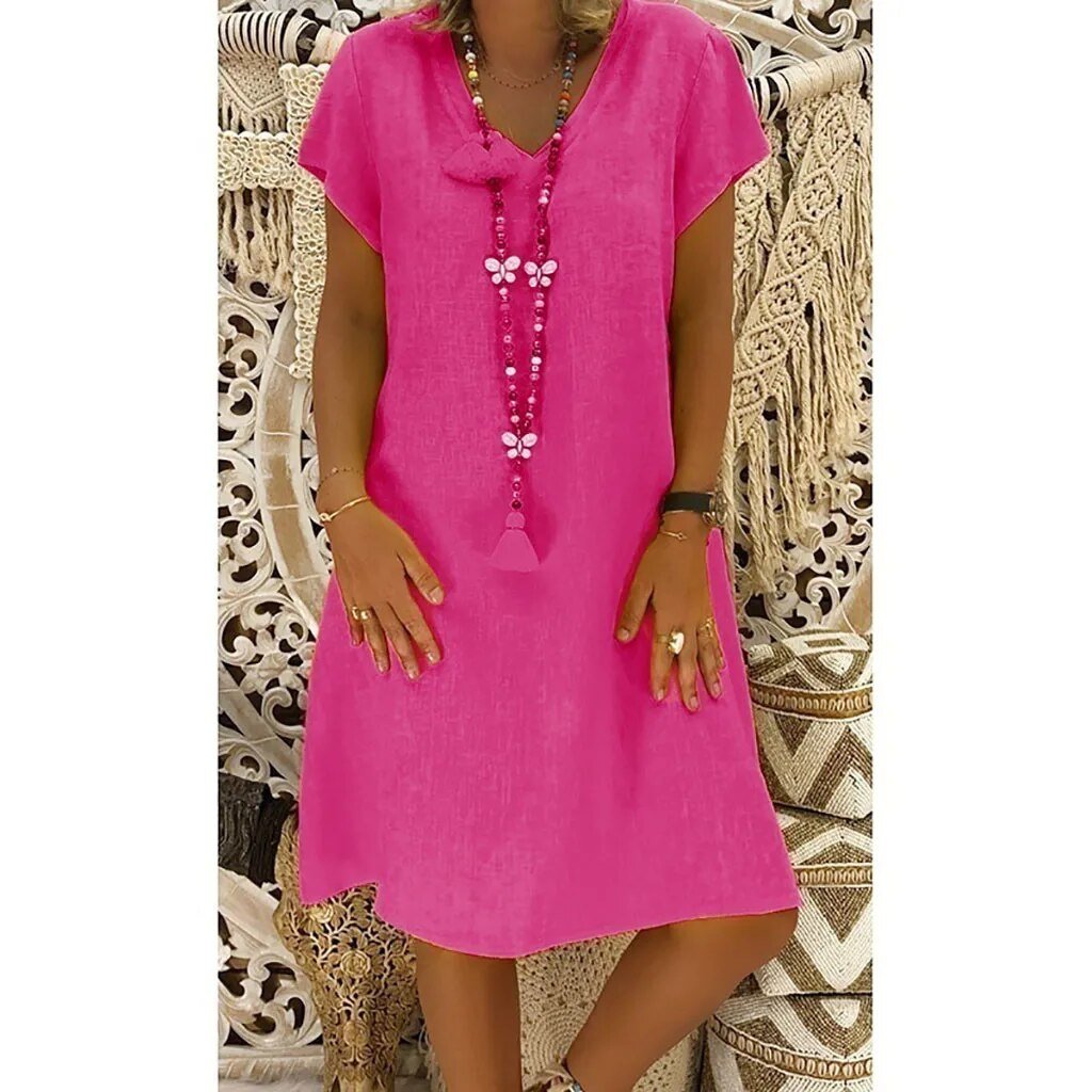 Isabella | Minivestido de Lino con Cuello en V y Corte A para Mujer 8