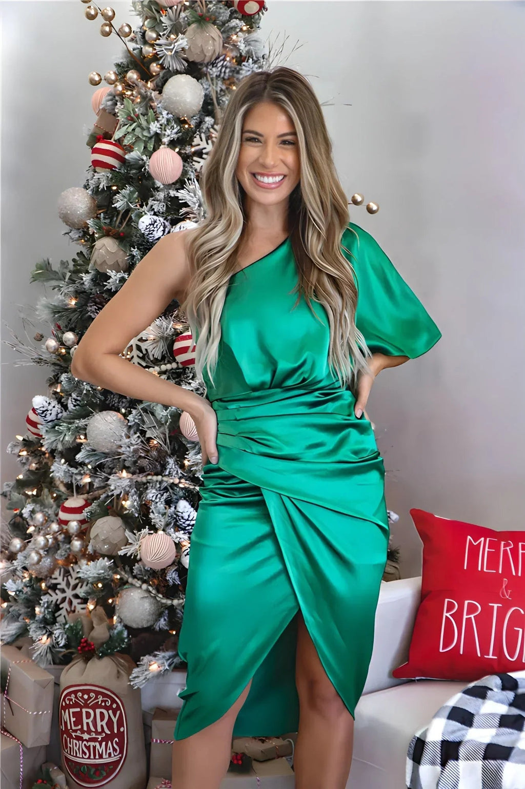 Isabella | Vestido de Satén con Un Solo Hombro para Mujer 4