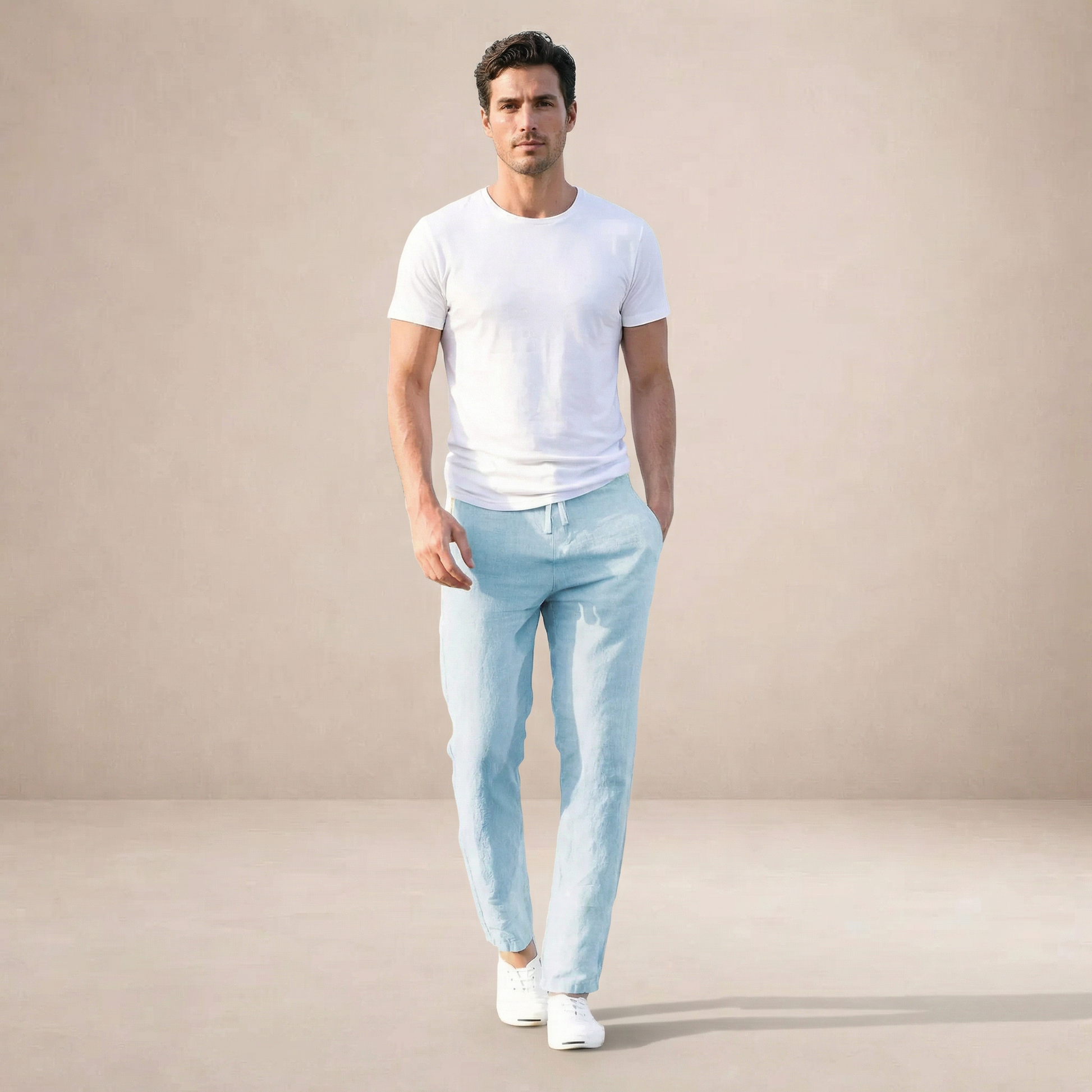 Javier | Pantalones de Lino para Hombre con Corte Recto y Cintura Elástica 6