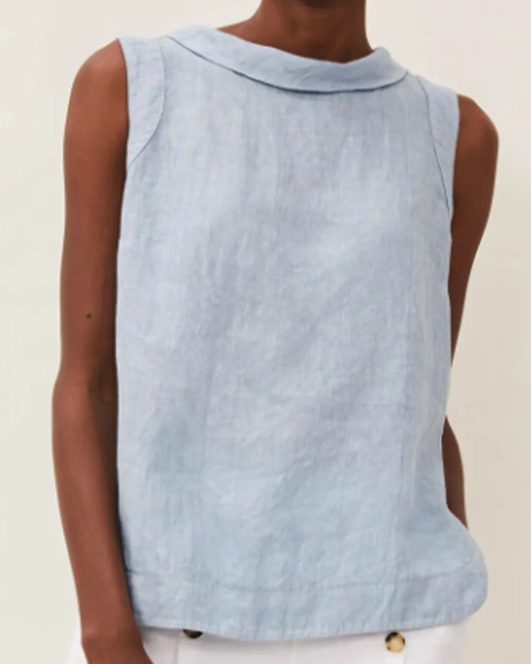 SOFÍA – Blusa de lino de manga corta para mujer