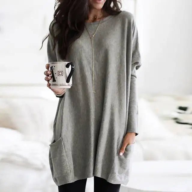 Lucía | Túnica de Manga Larga con Bolsillos para Mujer, Ajuste Extragrande, Estilo Casual 3