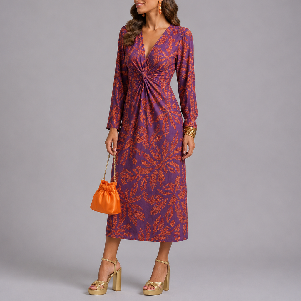 Lucía | Vestido Midi Floral con Mangas Largas para Mujer 0