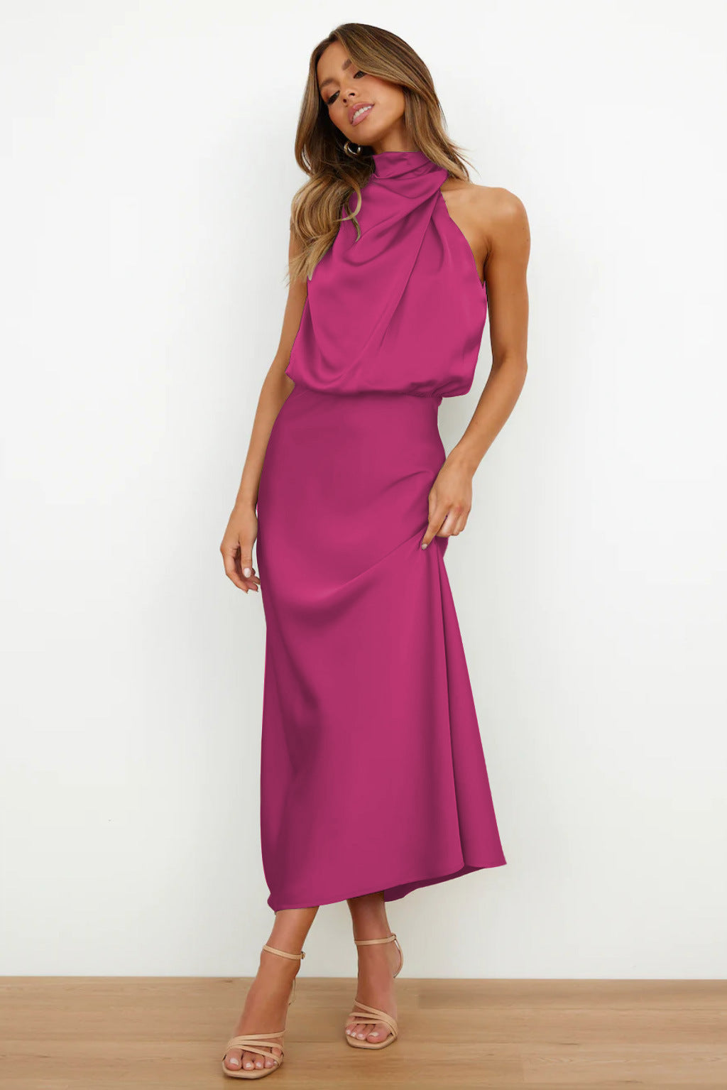 Lucía | Vestido Midi Satinado Halter Elegante para Mujer 13