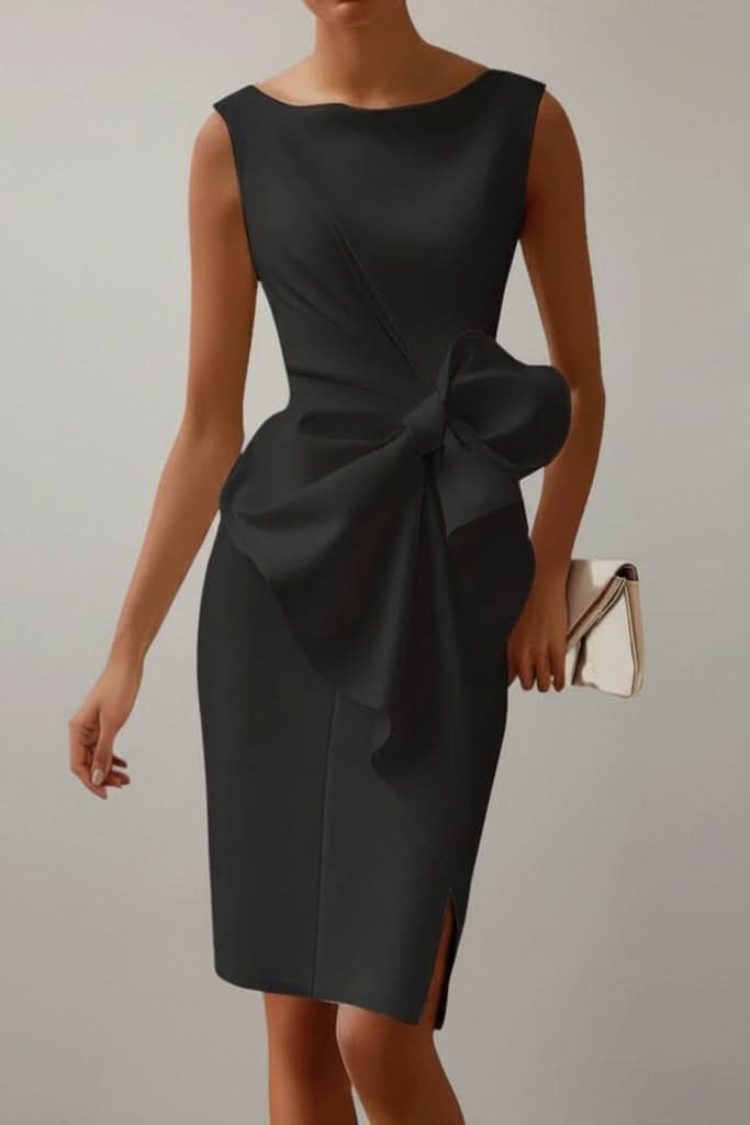 Lucía | Vestido de Cóctel Midi Sin Mangas con Lazo Lateral para Mujer 5