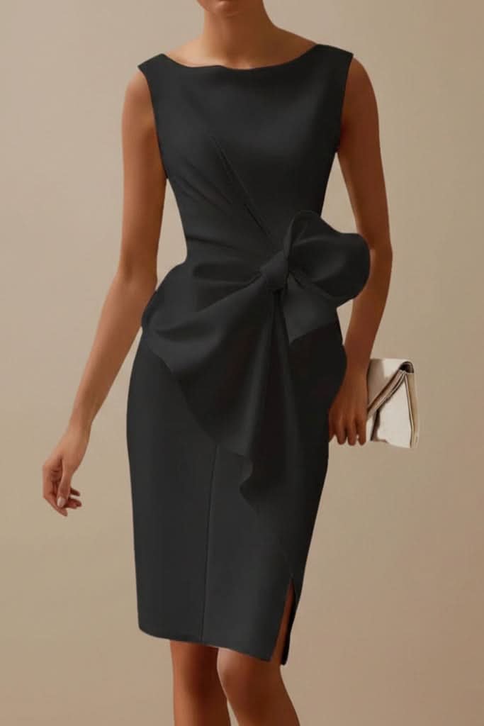 Lucía | Vestido de Cóctel Midi Sin Mangas con Lazo Lateral para Mujer 9