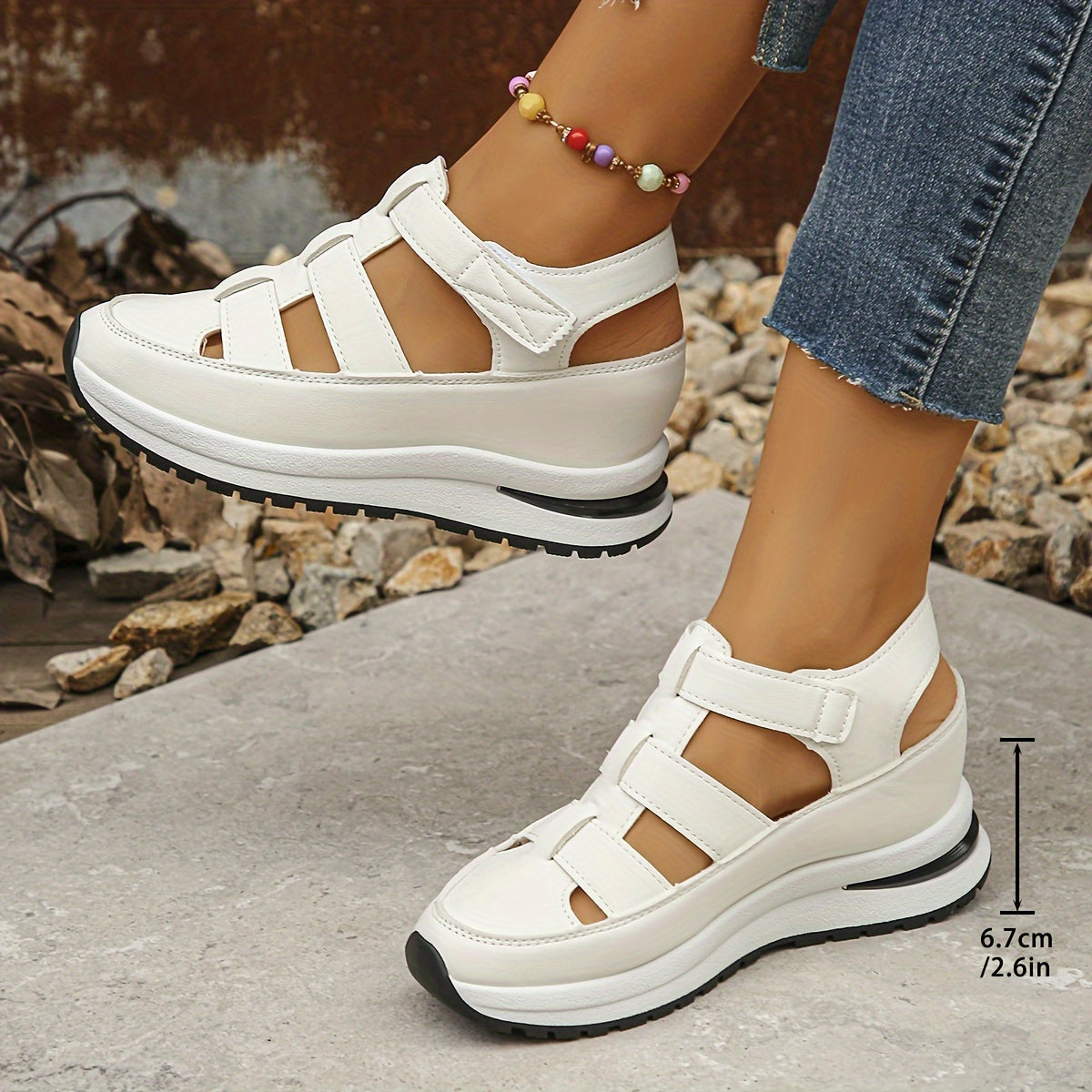 MARTA – Sandalias de plataforma con tiras de velcro para mujer