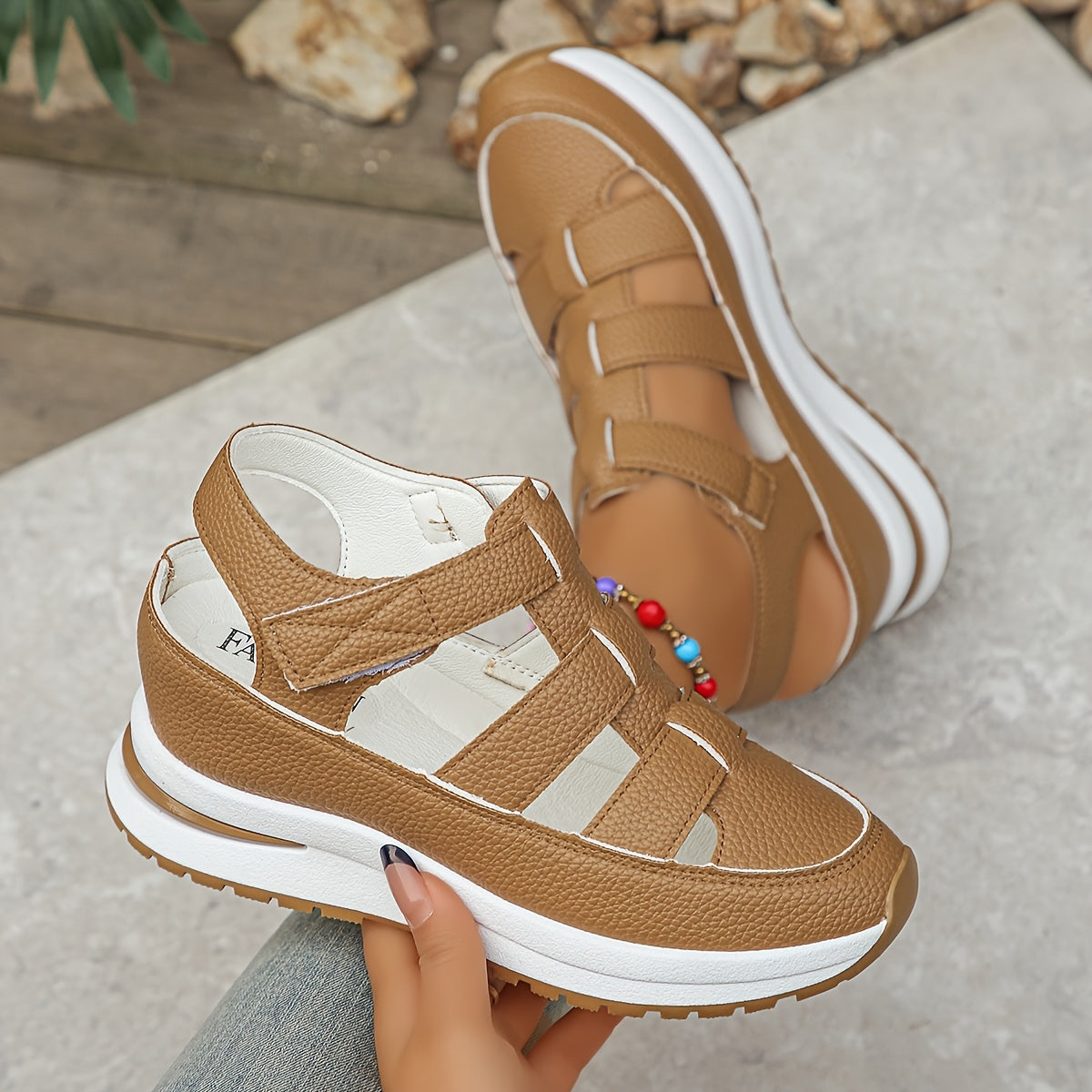 MARTA – Sandalias de plataforma con tiras de velcro para mujer