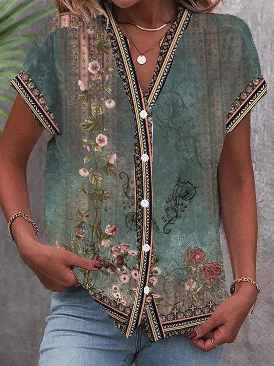 Sofía | Blusa Bohemia Floral con Cuello en V para Mujer 0