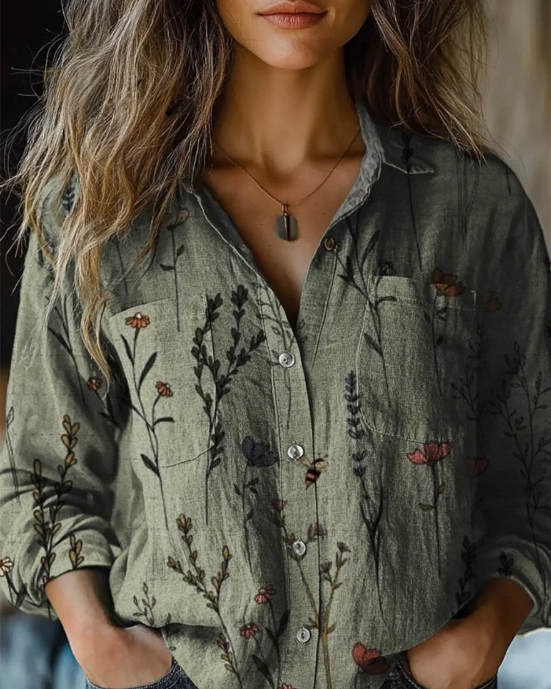 Sofía | Blusa con Encanto Botánico y Detalles Elegantes para Mujer 0