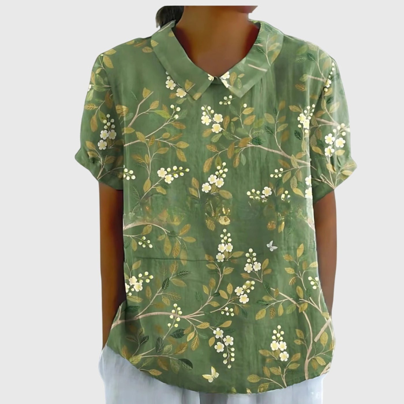 Sofía | Blusa de Lino con Estampado Botánico para Mujer 12