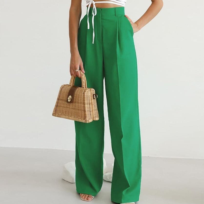 Sofía | Pantalones Palazzo de Lino Talle Alto con Pliegues para Mujer 0