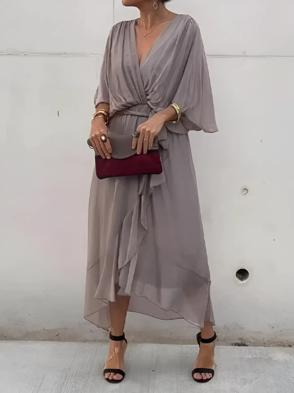 Vestido Midi Mujer Cruzado con Cinturón y Escote en V | Elegante y Versátil para Cualquier Ocasión 5