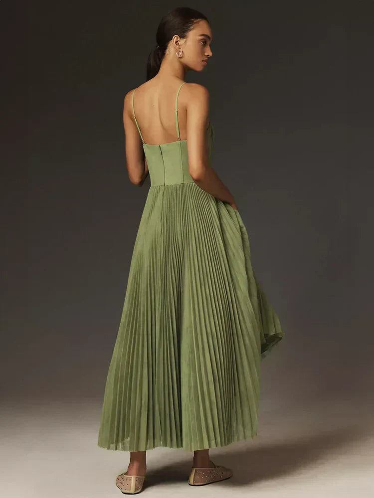Vestidos Invitada Boda | Vestido Plisado Elegante con Bustier y Tirantes Finos | Look Sofisticado para Ocasiones Especiales 1