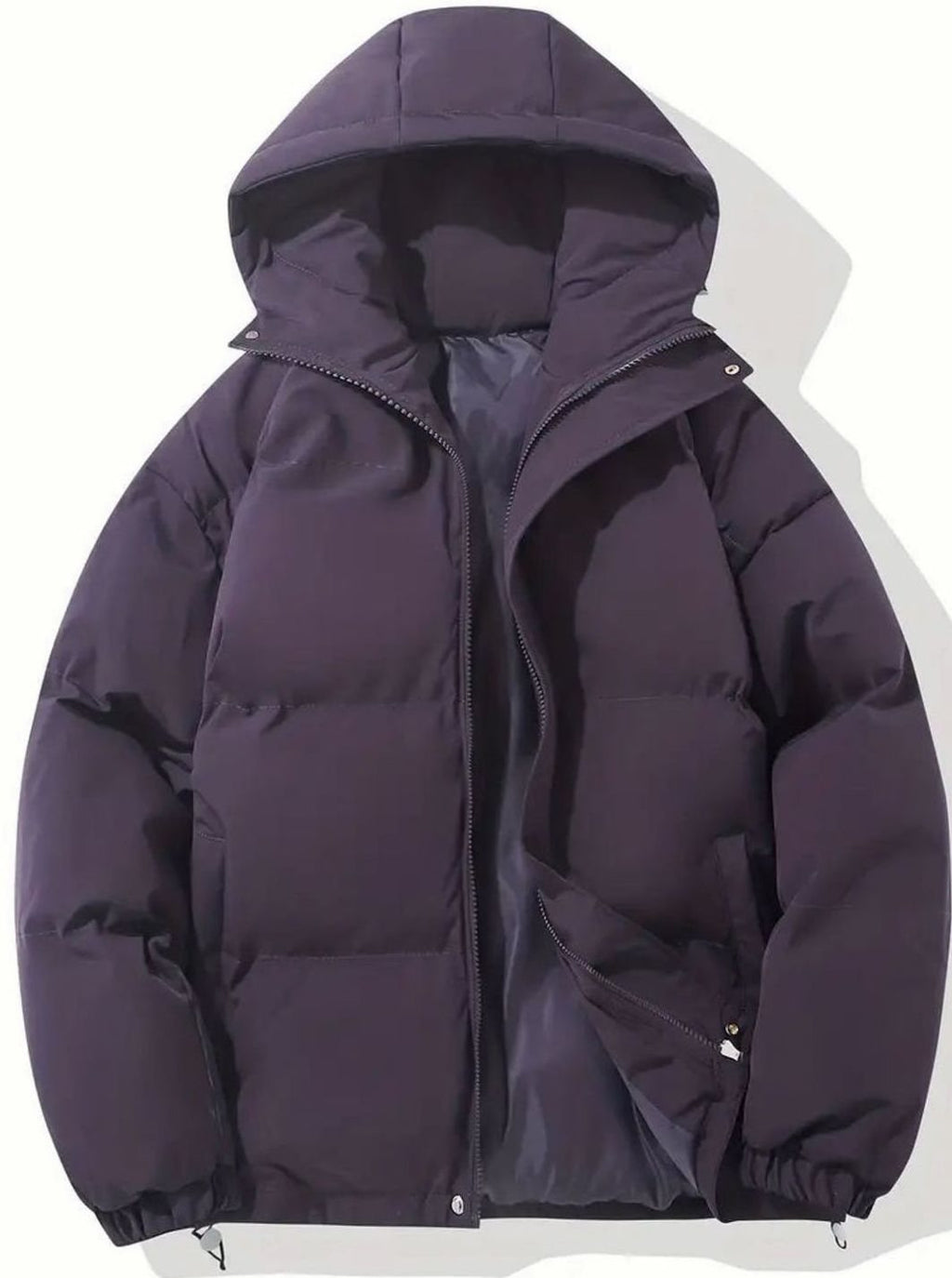 Chaqueta puffer con cremallera frontal y bajo ajustable con cordón
