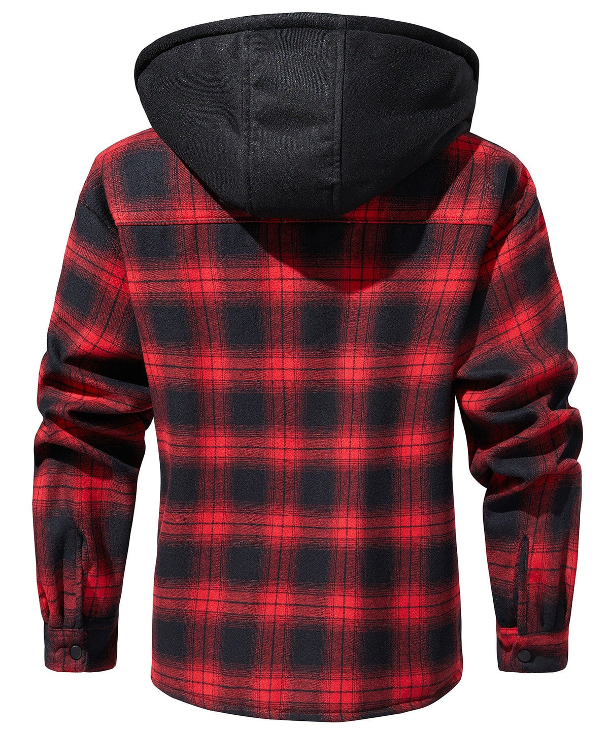 Vista frontal de la chaqueta de franela con forro sherpa