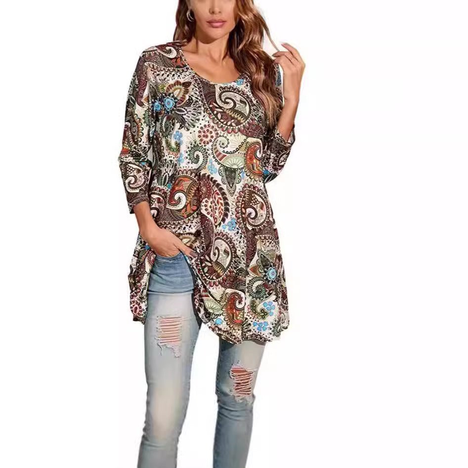 Isabel | Túnica Boho de Manga 3/4 con Estampado de Mandala para Mujer - Noa Lagos