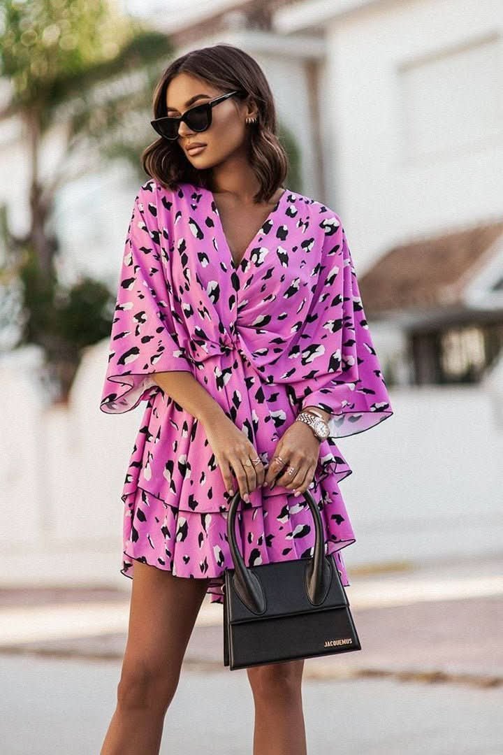 VALERIA – Vestido mini bohemio con estampado tropical para mujer - Noa Lagos